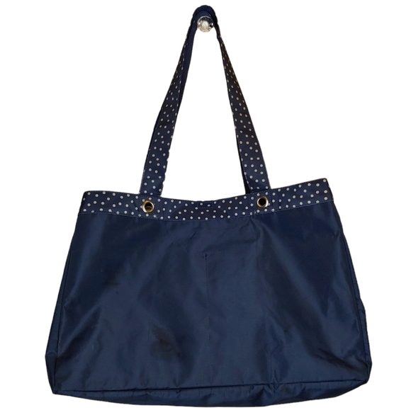 Thirty One Navy Dancing Dot Life is Lovely Soft Utility Tote bag NWT - Picture 2 of 14